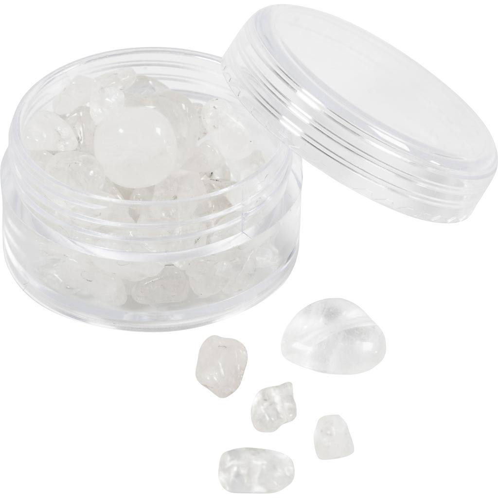 Krystalperler, Bjergkrystal, diam. 7-12 mm, hulstr. 1 mm, transparente farver, 63 stk./ 1 pk. - Image 4