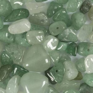 Krystalperler, Aventurin, diam. 7-12 mm, hulstr. 1 mm, grøn, 63 stk./ 1 pk.