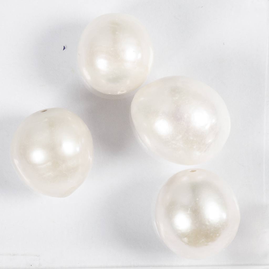 Ferskvandsperler, diam. 13-14 mm, hulstr. 0,8 mm, Gennemboret på langs, perlemor, 4 stk./ 1 pk. - Image 5