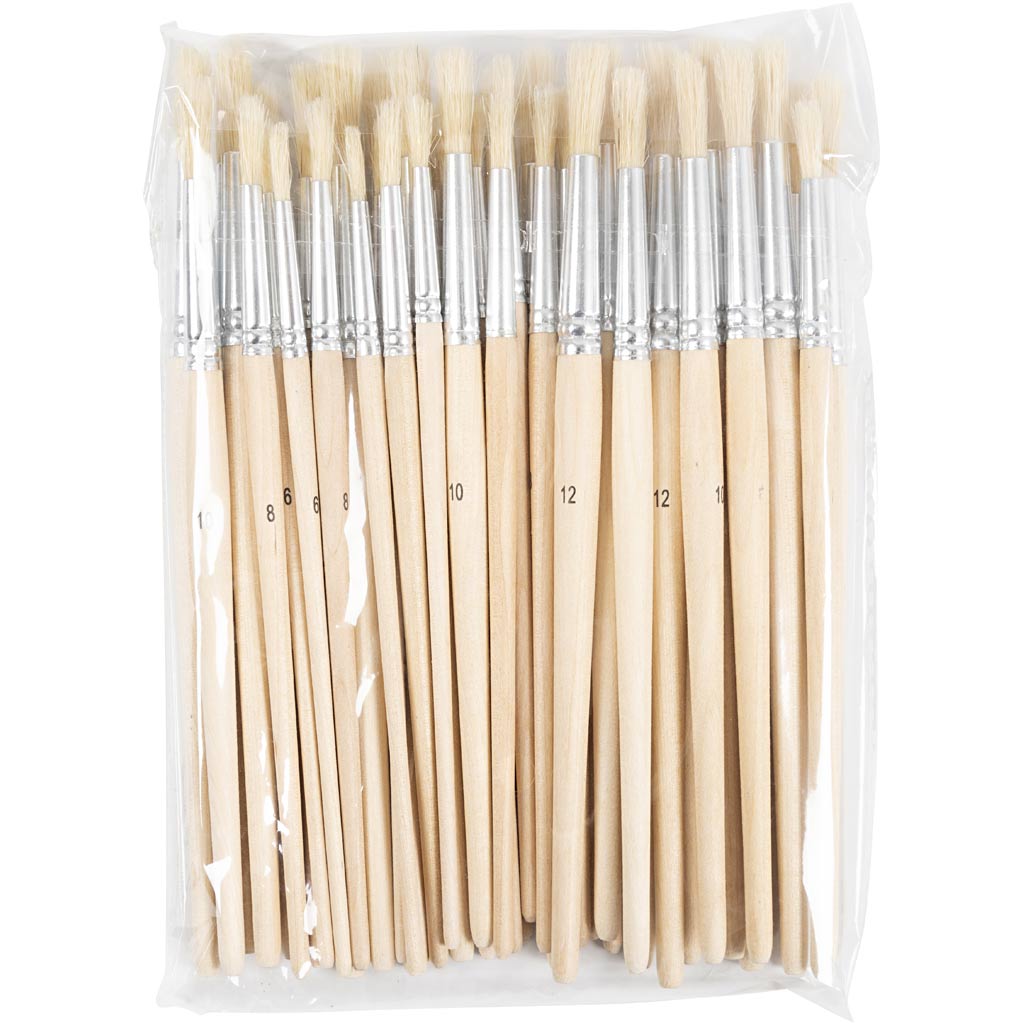 Runde skolebørstepensler, B: 1-7 mm, 4x12 stk./ 1 pk. - Image 2