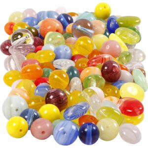 Glasperler, rund, oval, rundflad, diam. 6-13 mm, hulstr. 0,5-1,5 mm, ass. farver, 700 g/ 1 pk.