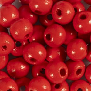 Træperler, diam. 10 mm, hulstr. 3 mm, rød, 50 g/ 1 pk.