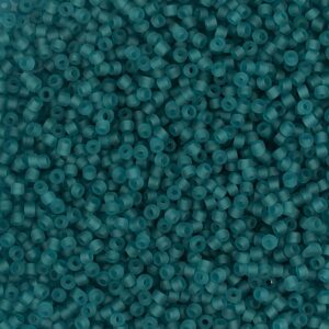 Rocaiperler, nr. 15/0, diam. 1.7 mm, hulstr. 0,5-0,8 mm, mat frost, turkis, 25 g/ 1 pk.