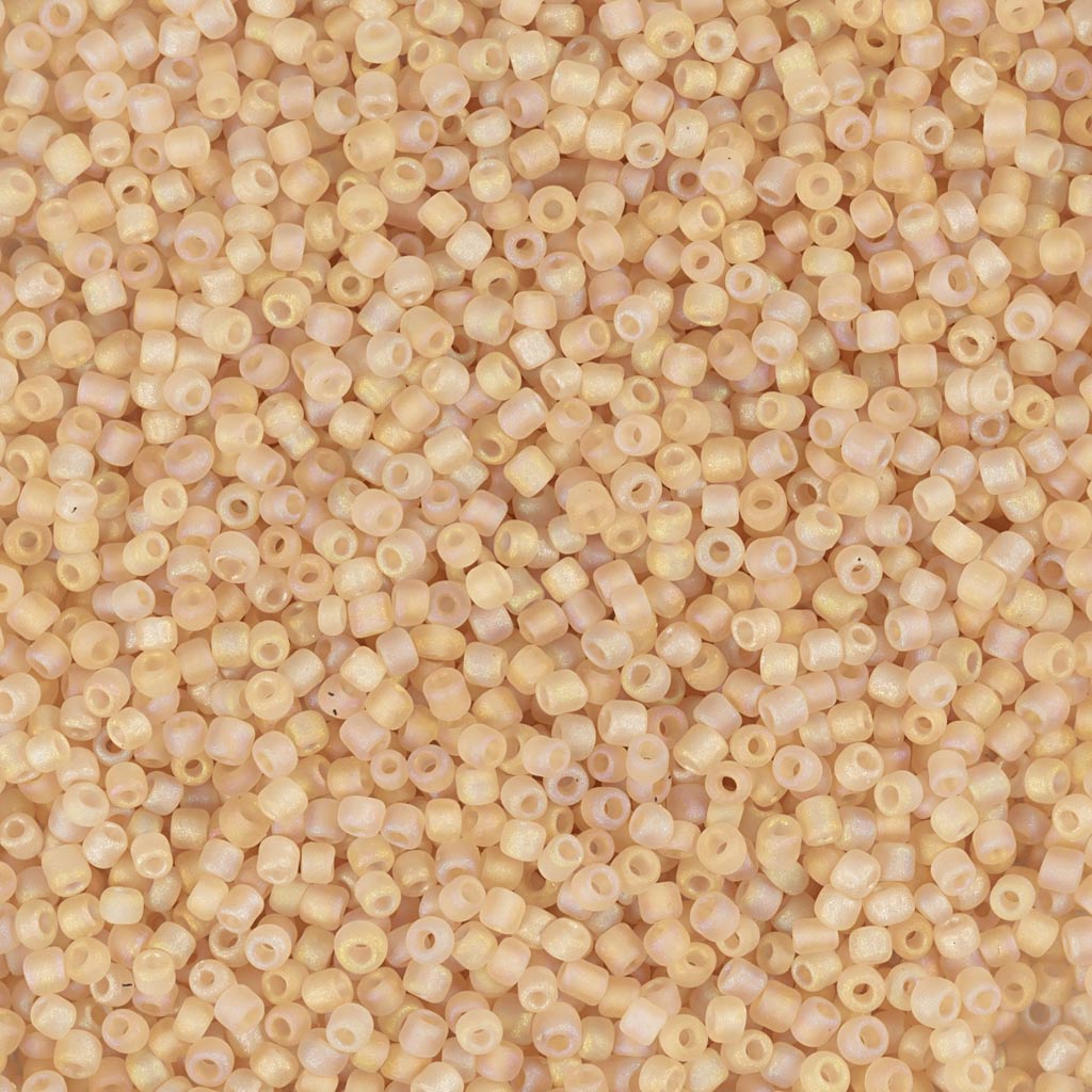 Rocaiperler, nr. 15/0, diam. 1.7 mm, hulstr. 0,5-0,8 mm, mat frost, beige, 25 g/ 1 pk.