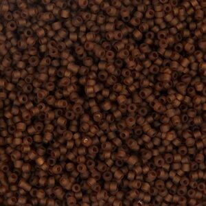Rocaiperler, nr. 15/0, diam. 1.7 mm, hulstr. 0,5-0,8 mm, mat frost, brun, 25 g/ 1 pk.