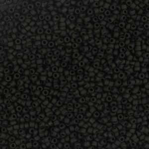 Rocaiperler, nr. 15/0, diam. 1.7 mm, hulstr. 0,5-0,8 mm, mat frost, sort, 25 g/ 1 pk.