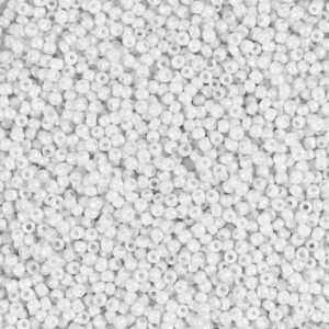 Rocaiperler, nr. 15/0, diam. 1.7 mm, hulstr. 0,5-0,8 mm, mat frost, hvid, 25 g/ 1 pk.