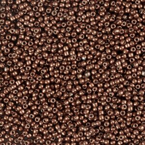 Rocaiperler, nr. 15/0, diam. 1.7 mm, hulstr. 0,5-0,8 mm, mat frost, kobber, 25 g/ 1 pk.