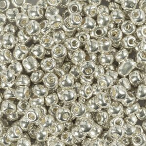 Rocaiperler, nr. 6/0, diam. 4 mm, hulstr. 0,9-1,2 mm, sølv, 25 g/ 1 pk.