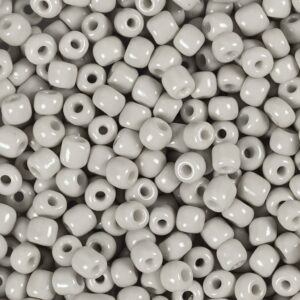 Rocaiperler, nr. 6/0, diam. 4 mm, hulstr. 0,9-1,2 mm, lys grå, 25 g/ 1 pk.