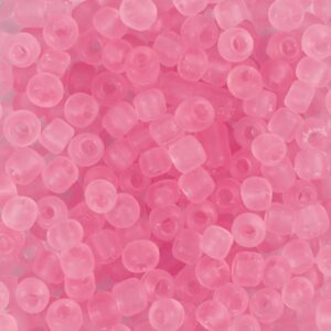 Rocaiperler, nr. 6/0, diam. 4 mm, hulstr. 0,9-1,2 mm, pink kerne, 25 g/ 1 pk.