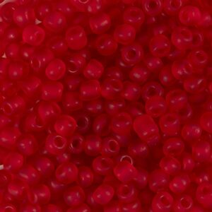 Rocaiperler, nr. 6/0, diam. 4 mm, hulstr. 0,9-1,2 mm, mat frost, rød, 25 g/ 1 pk.