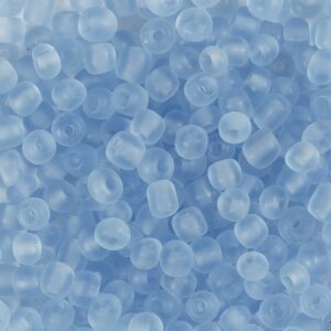 Rocaiperler, nr. 6/0, diam. 4 mm, hulstr. 0,9-1,2 mm, mat frost, lyseblå, 25 g/ 1 pk.