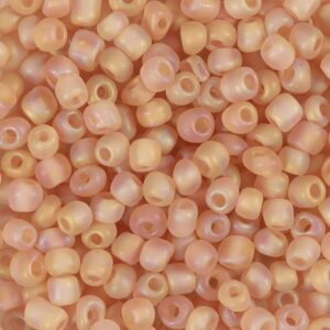 Rocaiperler, nr. 6/0, diam. 4 mm, hulstr. 0,9-1,2 mm, mat frost, beige, 25 g/ 1 pk.