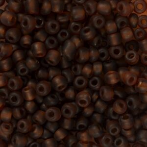 Rocaiperler, nr. 6/0, diam. 4 mm, hulstr. 0,9-1,2 mm, mat frost, brun, 25 g/ 1 pk.