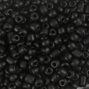 Rocaiperler, nr. 6/0, diam. 4 mm, hulstr. 0,9-1,2 mm, mat frost, sort, 25 g/ 1 pk.