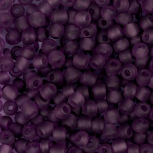 Rocaiperler, nr. 6/0, diam. 4 mm, hulstr. 0,9-1,2 mm, mat frost, mørk lilla, 25 g/ 1 pk.