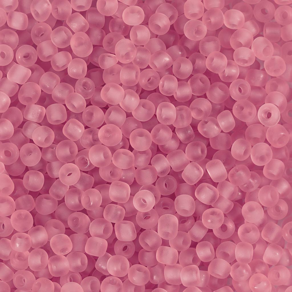 Rocaiperler, nr. 8/0, diam. 3 mm, hulstr. 0,6-1,0 mm, pink kerne, 25 g/ 1 pk.