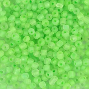 Rocaiperler, nr. 8/0, diam. 3 mm, hulstr. 0,6-1,0 mm, mat, grøn, 25 g/ 1 pk.