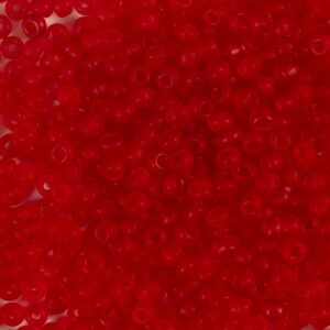 Rocaiperler, nr. 8/0, diam. 3 mm, hulstr. 0,6-1,0 mm, mat frost, rød, 25 g/ 1 pk.