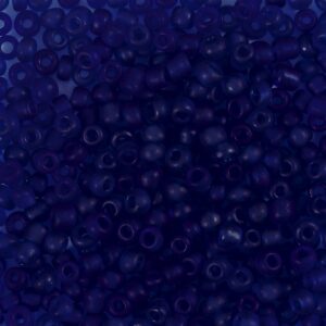 Rocaiperler, nr. 8/0, diam. 3 mm, hulstr. 0,6-1,0 mm, mat frost, mørk blå, 25 g/ 1 pk.