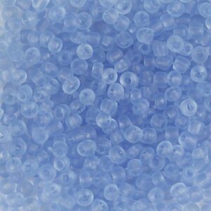 Rocaiperler, nr. 8/0, diam. 3 mm, hulstr. 0,6-1,0 mm, mat frost, lyseblå, 25 g/ 1 pk.