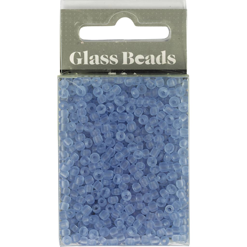 Rocaiperler, nr. 8/0, diam. 3 mm, hulstr. 0,6-1,0 mm, mat frost, lyseblå, 25 g/ 1 pk. - Image 2
