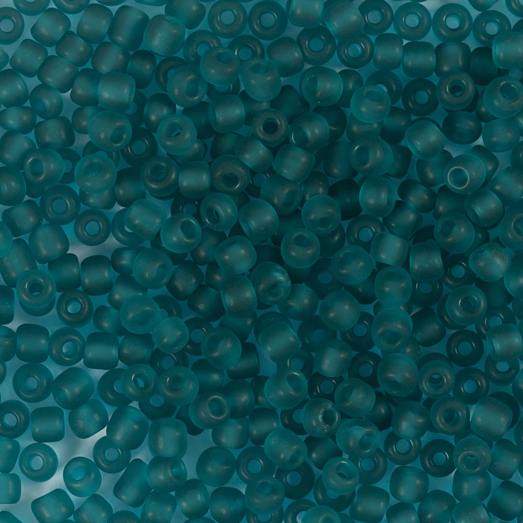 Rocaiperler, nr. 8/0, diam. 3 mm, hulstr. 0,6-1,0 mm, mat frost, turkis, 25 g/ 1 pk.
