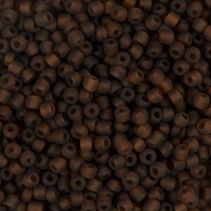Rocaiperler, nr. 8/0, diam. 3 mm, hulstr. 0,6-1,0 mm, mat frost, brun, 25 g/ 1 pk.