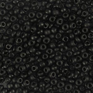 Rocaiperler, nr. 8/0, diam. 3 mm, hulstr. 0,6-1,0 mm, mat frost, sort, 25 g/ 1 pk.