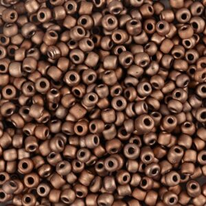 Rocaiperler, nr. 8/0, diam. 3 mm, hulstr. 0,6-1,0 mm, mat frost, kobber, 25 g/ 1 pk.