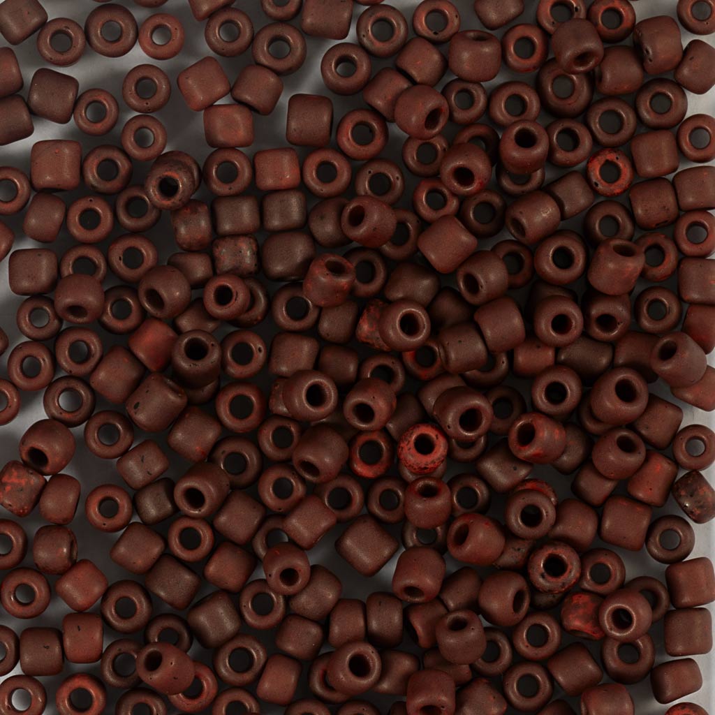 Rocaiperler, nr. 8/0, diam. 3 mm, hulstr. 0,6-1,0 mm, mat frost, mocca, 25 g/ 1 pk.