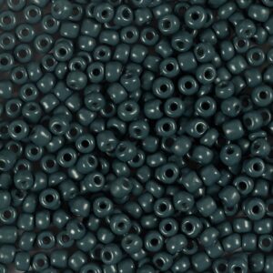 Rocaiperler, nr. 8/0, diam. 3 mm, hulstr. 0,6-1,0 mm, mat frost, mørk grå, 25 g/ 1 pk.