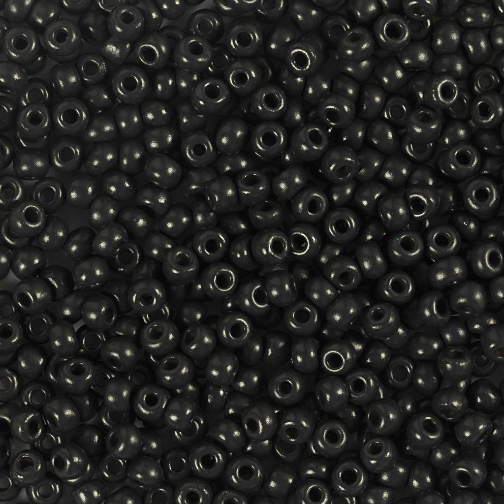 Rocaiperler, nr. 8/0, diam. 3 mm, hulstr. 0,6-1,0 mm, mat frost, sort, 25 g/ 1 pk.