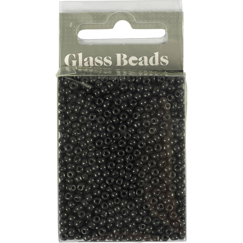 Rocaiperler, nr. 8/0, diam. 3 mm, hulstr. 0,6-1,0 mm, mat frost, sort, 25 g/ 1 pk. - Image 2