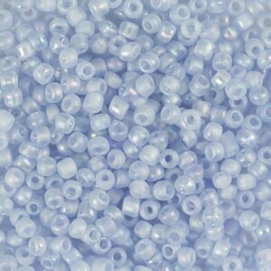 Rocaiperler, nr. 8/0, diam. 3 mm, hulstr. 0,6-1,0 mm, inside lyseblå, 25 g/ 1 pk.