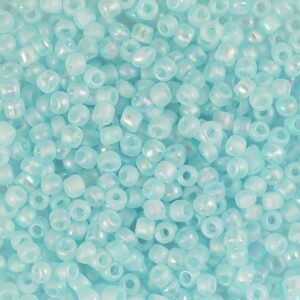 Rocaiperler, nr. 8/0, diam. 3 mm, hulstr. 0,6-1,0 mm, inside lys tyrkis, 25 g/ 1 pk.