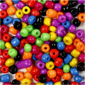 Rocaiperler, diam. 5 mm, str. 4/0, hulstr. 1,2 mm, stærke farver, 500 g/ 1 pk.