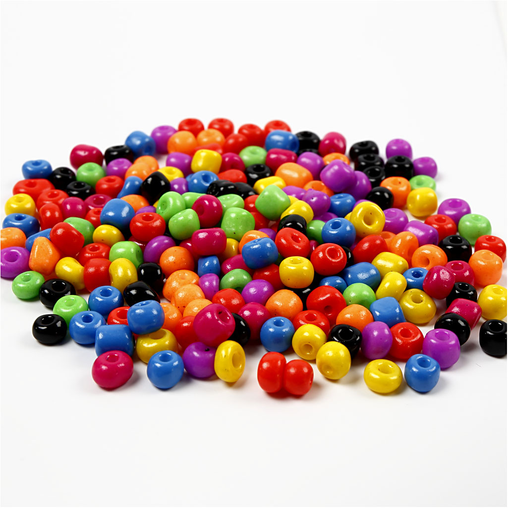 Rocaiperler, diam. 5 mm, str. 4/0, hulstr. 1,2 mm, stærke farver, 500 g/ 1 pk. - Image 3