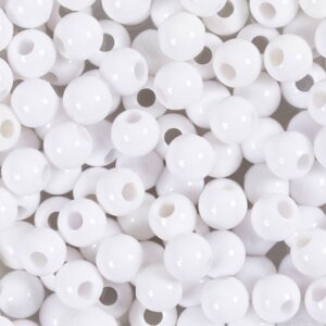 Plastperler, diam. 6 mm, hulstr. 1.5 mm, hvid, 300 g/ 1 pk.