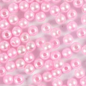 Voksperler, diam. 5 mm, hulstr. 0.7 mm, lys rosa, 100 stk., 15 g/ 1 pk.