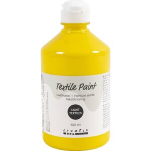 Tekstilmaling, halvdækkende, primær gul, 500 ml/ 1 fl.