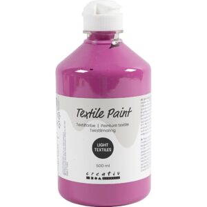 Tekstilmaling, halvdækkende, pink, 500 ml/ 1 fl.