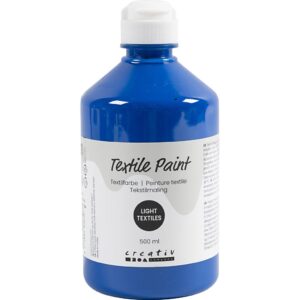 Tekstilmaling, halvdækkende, primær blå, 500 ml/ 1 fl.