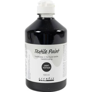 Tekstilmaling, halvdækkende, sort, 500 ml/ 1 fl.