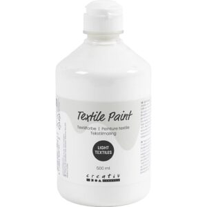 Tekstilmaling, halvdækkende, hvid, 500 ml/ 1 fl.