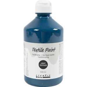 Tekstilmaling, halvdækkende, turkisblå, 500 ml/ 1 fl.