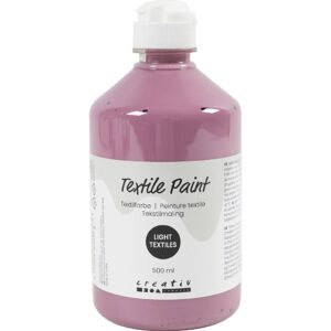 Tekstilmaling, halvdækkende, mørk rosa, 500 ml/ 1 fl.