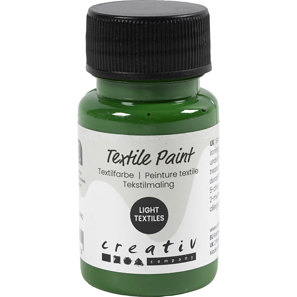 Tekstilmaling, halvdækkende, græsgrøn, 50 ml/ 1 fl.