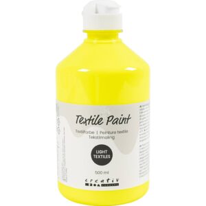 Tekstilmaling, halvdækkende, neon gul, 500 ml/ 1 fl.